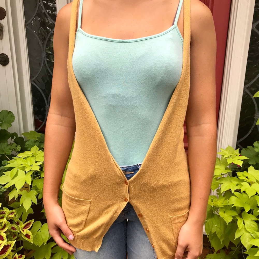 Mustard Sleeveless Cardigan